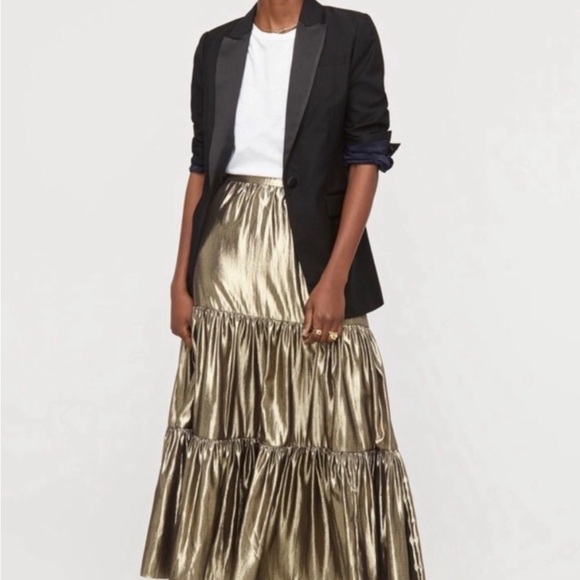J. Crew Dresses & Skirts - Jcrew gold foil tiered maxi skirt